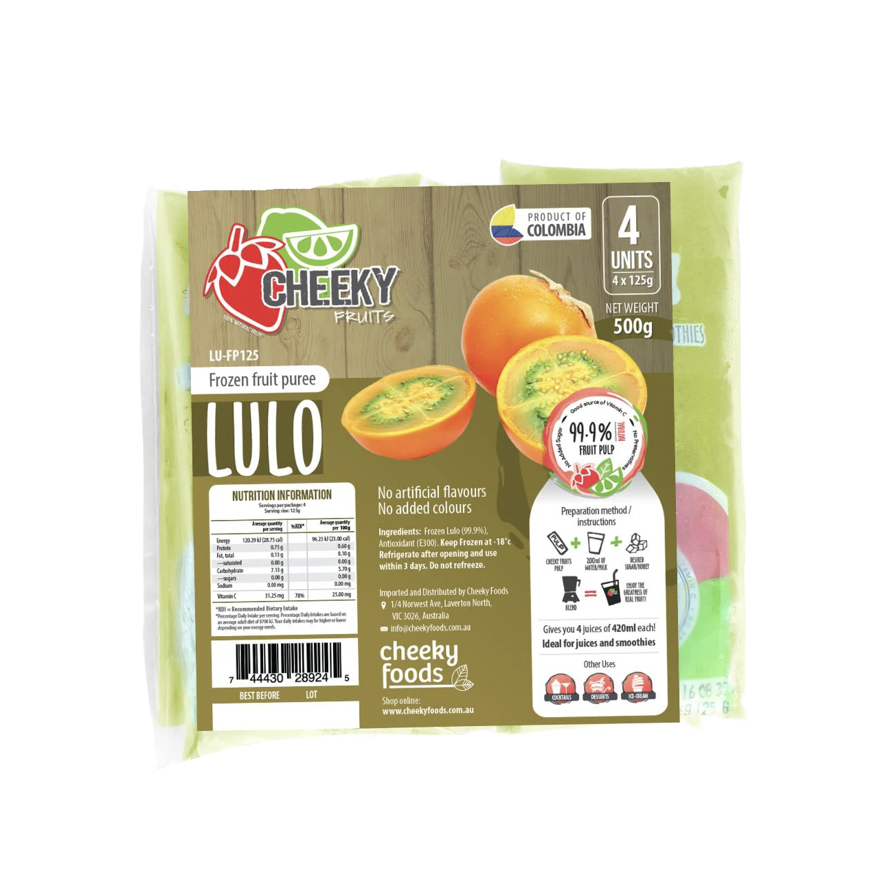 Fruit Puree Lulo Frozen Pack of 4 - 500g