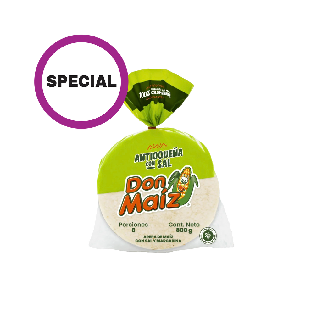Antioqueña White Corn Arepa with Salt Frozen Don Maiz 800g