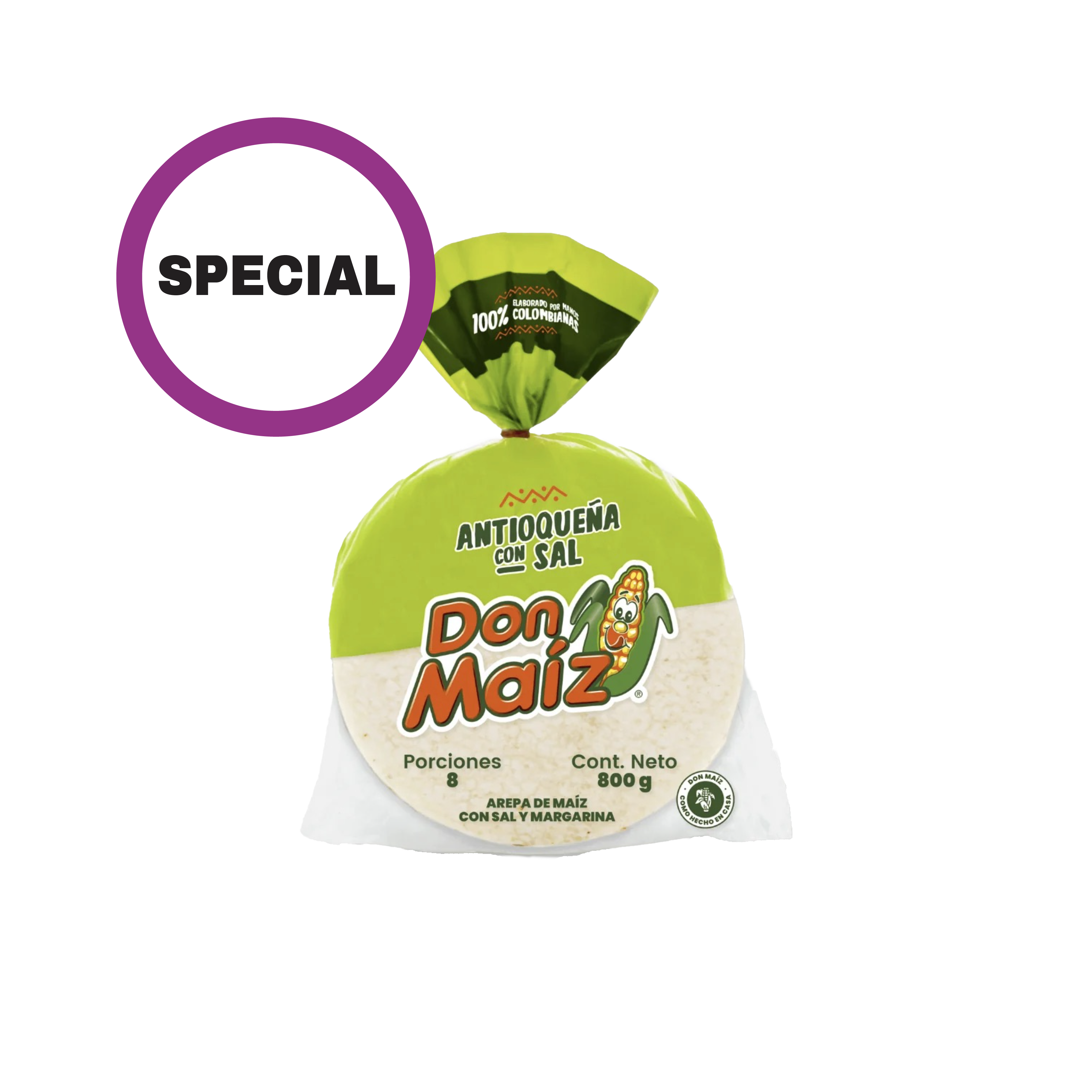 Antioqueña White Corn Arepa with Salt Frozen Don Maiz 800g