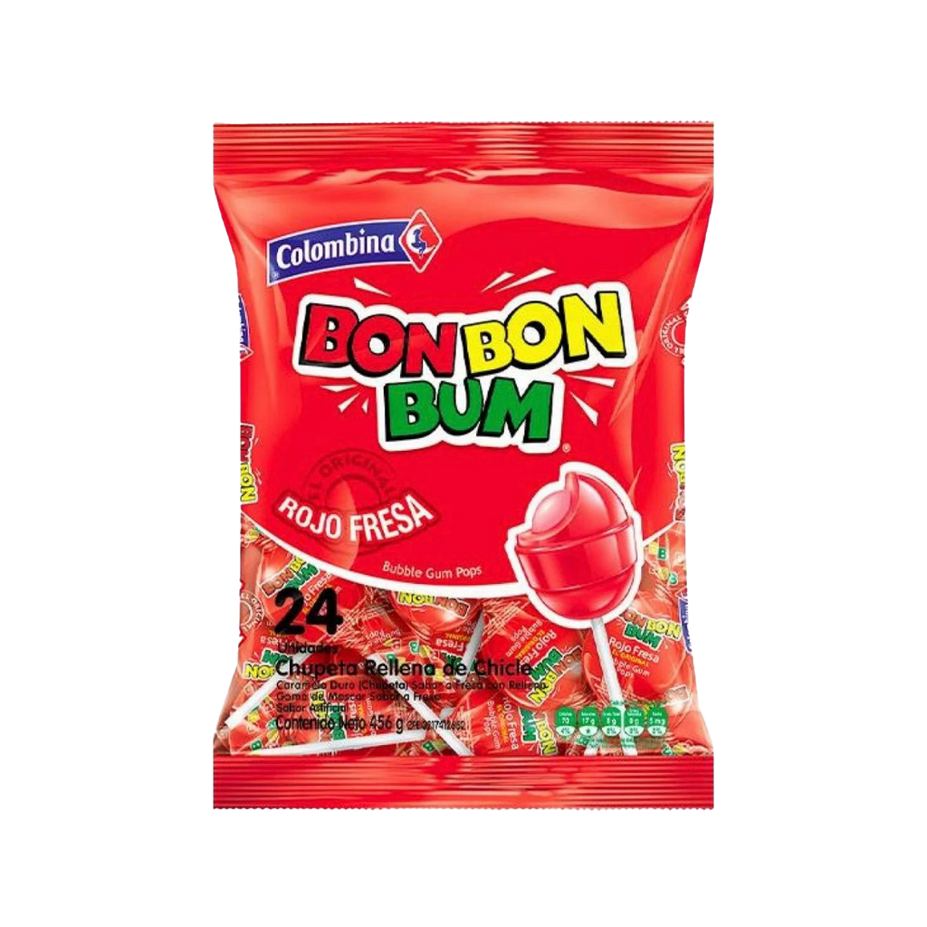 Bon Bon Bum Lollipop Strawberry Flavour Pack of 24
