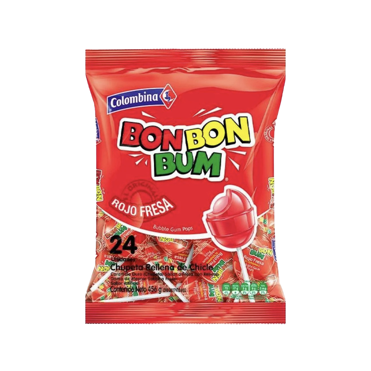 Bon Bon Bum Lollipop Strawberry Flavour Pack of 24