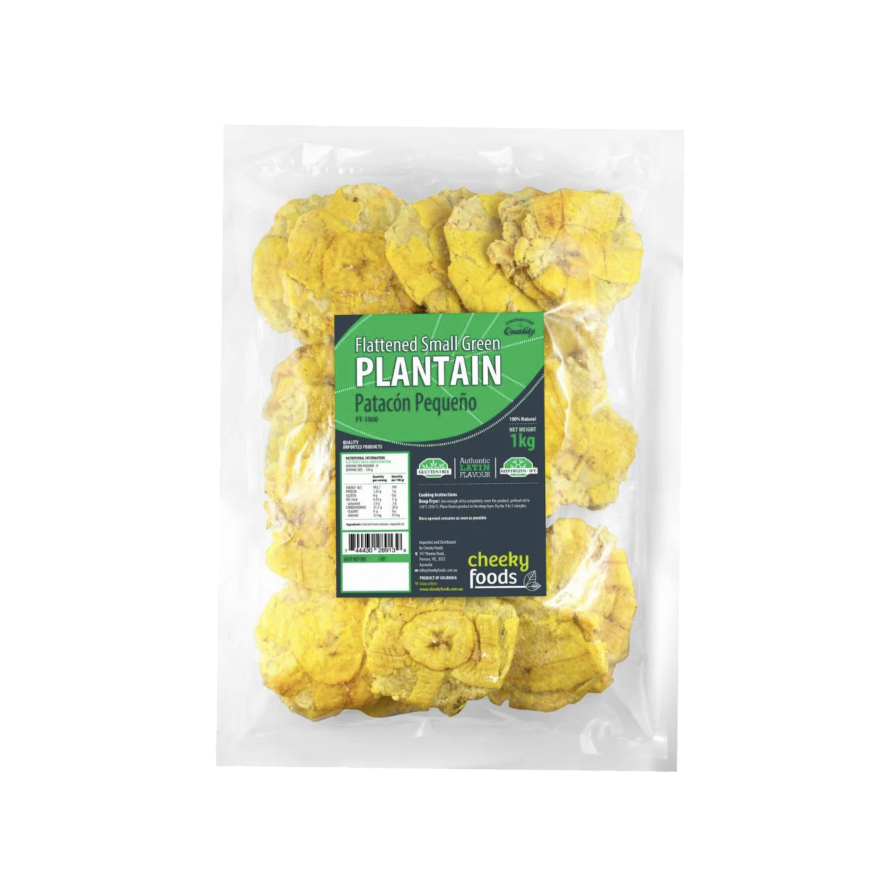 Flattened Small Green Plantain Frozen 1kg