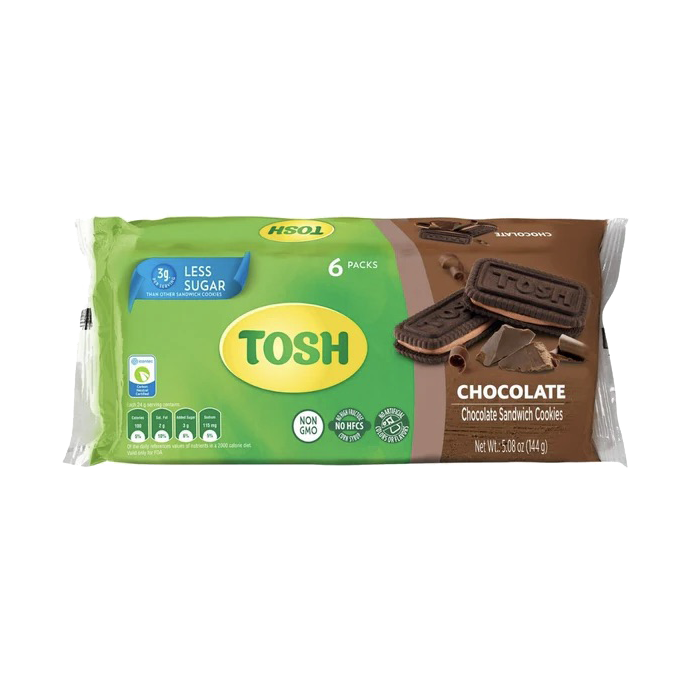 Tosh Chocolate Sandwich Biscuits Pack of 6 - 144g