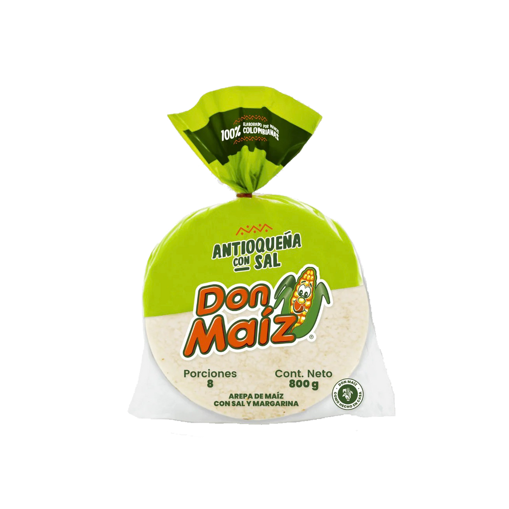 Antioqueña White Corn Arepa with Salt Frozen Don Maiz 800g
