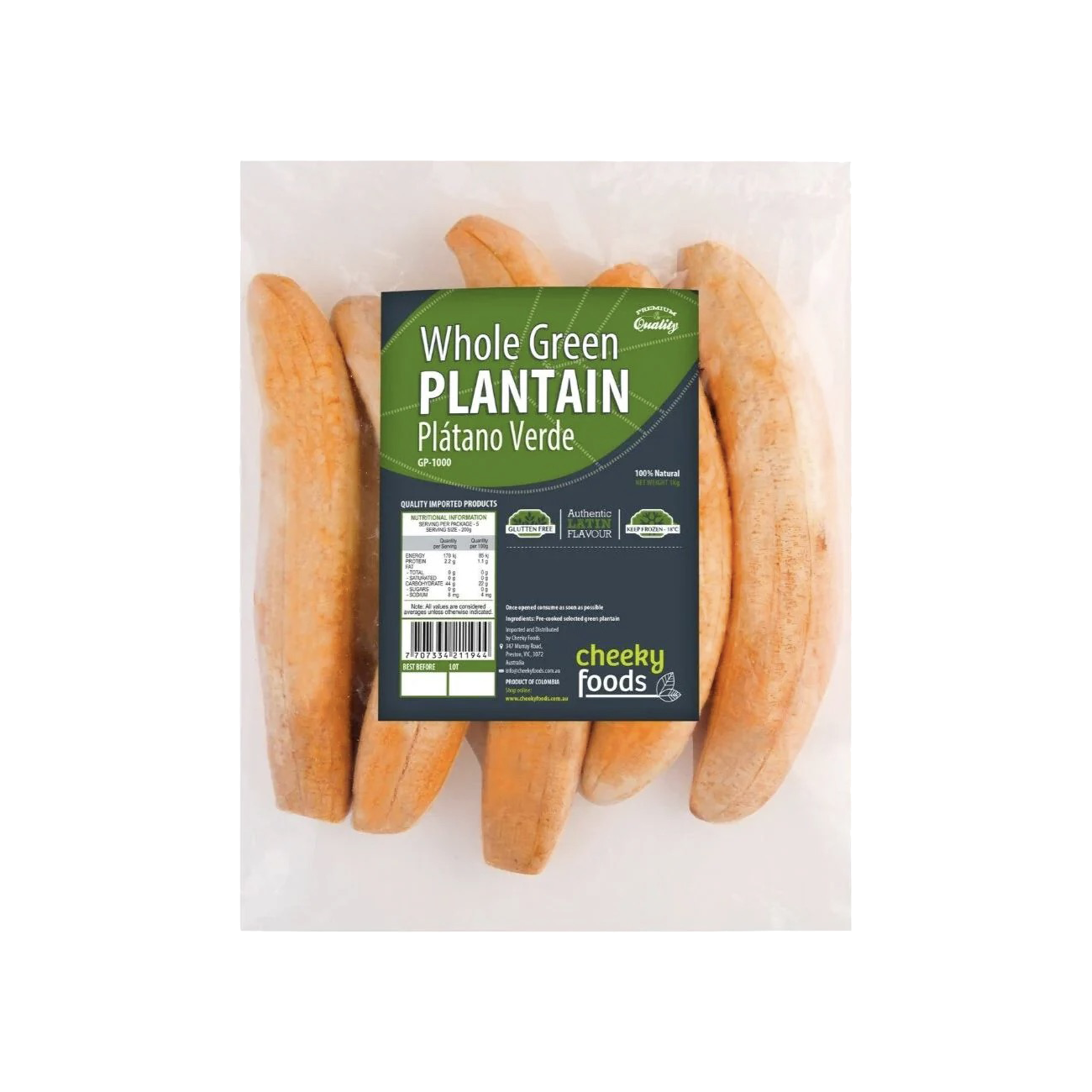 Whole Green Plantain Frozen 1kg